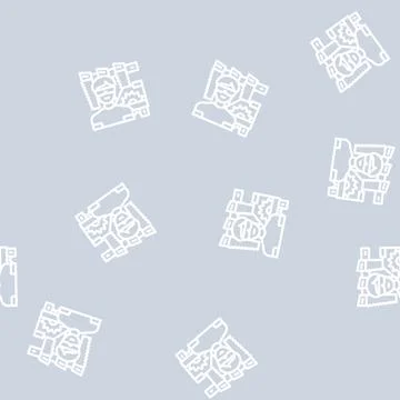Carpenter worker line vector seamless pattern Stock Illustration