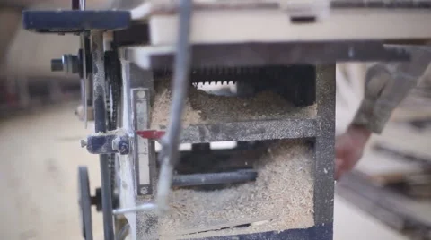 Carpenter working with circular saw woodworking machine Stock Footage 59559816