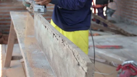 Carpenter Working  Construction for new house. Stock Footage 98637964