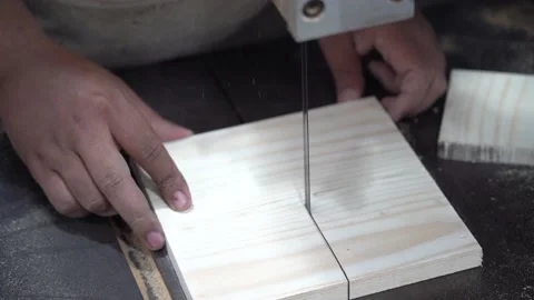 Carpenter working with equipment on wooden table in carpentry shop Stock Footage 236896322