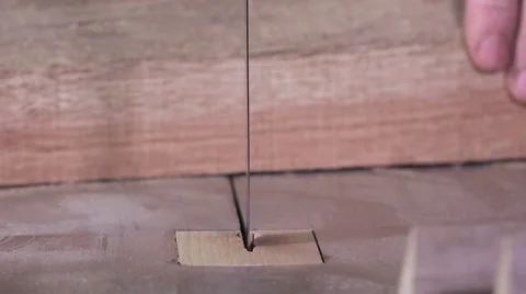 Carpenter working in his workshop with saw Video stock 58018030