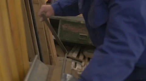 Carpenter working in a shop Stock Footage 48025564