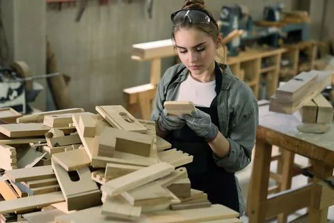 Carpenter working in the studio. Stock Photos