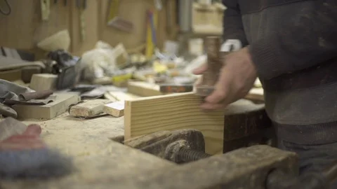 Carpenter working on wood. Stock Footage 129021860