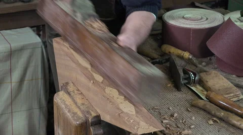 Carpenter working with a wood planer Video stock 58013405