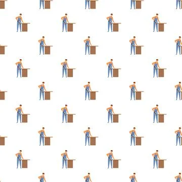 Carpenter working wood seamless pattern background Illustrazione stock