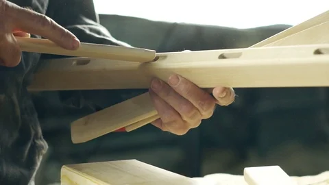Carpenter working in the workshop Stock Footage 100176636