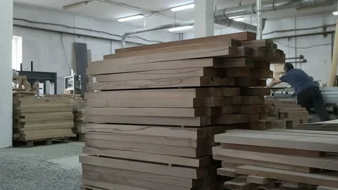 A carpenter works in his workshop. Stock Footage 233485947