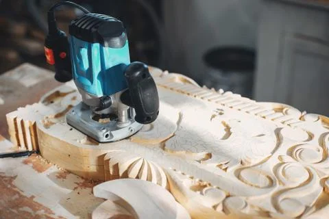 The carpenter works with a tree Stock Photos