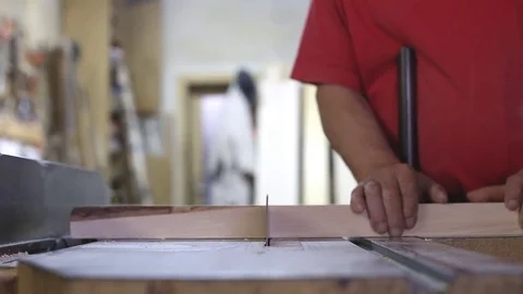 Carpenter works in a workshop Stock Footage 75810744