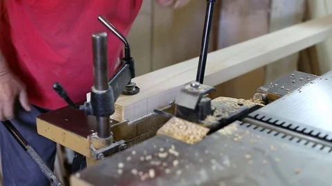 Carpenter works in a workshop Stock Footage 75810922