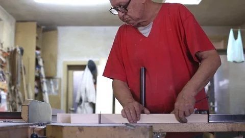 Carpenter works in a workshop Stock Footage 80002551