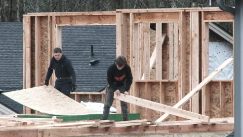 Carpenters Building New Construction Video stock 170082970