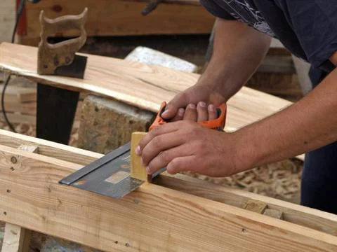Carpenters hands Stock Photos