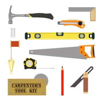 Carpenter's tool kit Stock Illustration