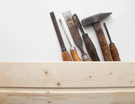 Carpenter`s tools background. Stock Photos