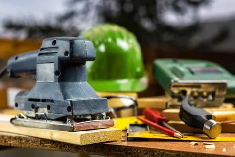 Carpenter's work tools. Carpentry. Stock Photos