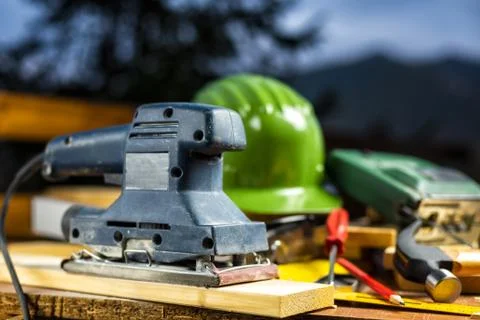 Carpenter's work tools. Carpentry. Stock Photos