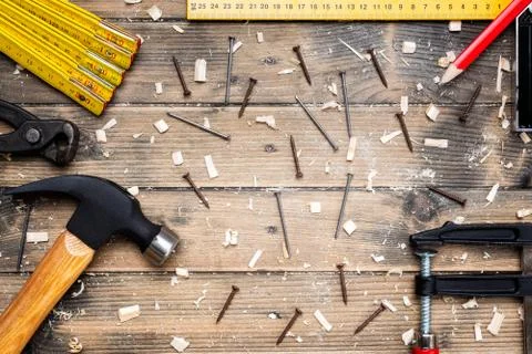 Carpenter's work tools. Carpentry. Stock-Fotos