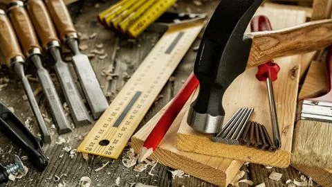 Carpenter's work tools. Carpentry. Foto stock