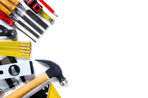 Carpenter's work tools. Carpentry. Stock Photos