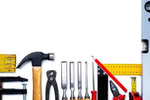 Carpenter's work tools. Carpentry. Stock Photos