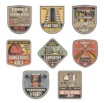 Carpentry and hand tools, locksmith vector Stock Illustration