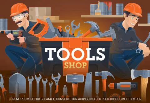 Carpentry and locksmith work tools shop Stock Illustration