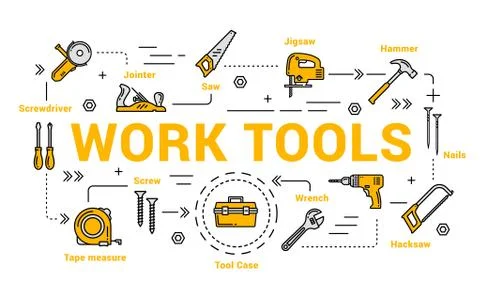 Carpentry and woodwork tools, DIY toolkit Stock Illustration