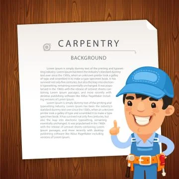 Carpentry Background with Workman Stock Illustration