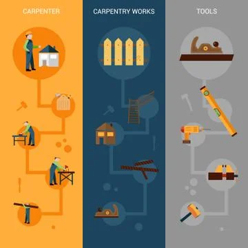 Carpentry Banner Set Stock Illustration