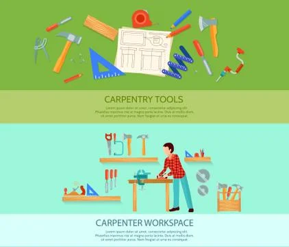 Carpentry Banners Set Stockillustratie
