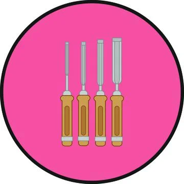 Carpentry chisel kit. illustration for web and mobile design. Stock Illustration