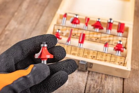 Carpentry cutter held in the hand. Carpentry accessories for woodworking. Foto stock