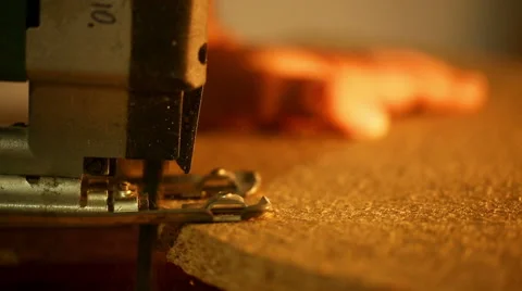 Carpentry - cutting wood jigsaw Stock Footage 45265164