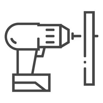 Carpentry drill line icon on white background Stock Illustration
