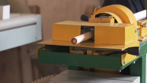 Carpentry equipment working at carpentry workshop Stock Footage 163823044