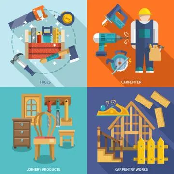 Carpentry flat set Stock Illustration