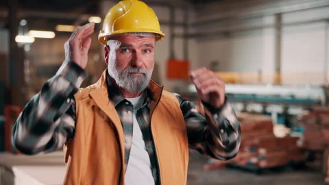 Carpentry, hardhat or man in warehouse with face, hazard protection or pride as Vidéo 338045785