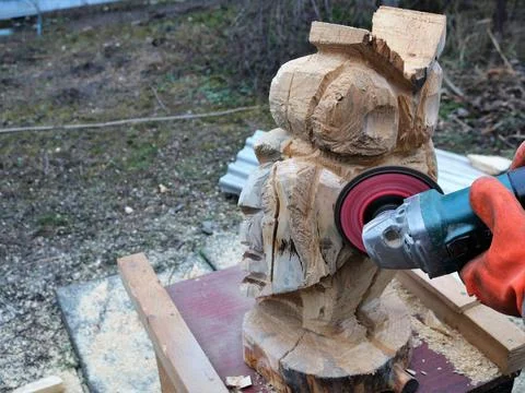 Carpentry hobby woodworking using a grinder Stock Photos