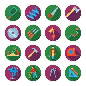 Carpentry Icons Set Stock Illustration