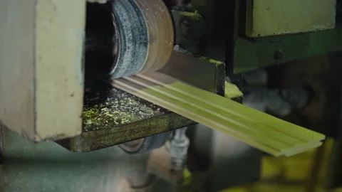 Carpentry Industry Machine Processing Wooden Boards On Production Line Stock Footage 205333517