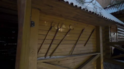 Carpentry instruments in countryside in winter Video stock 230722984