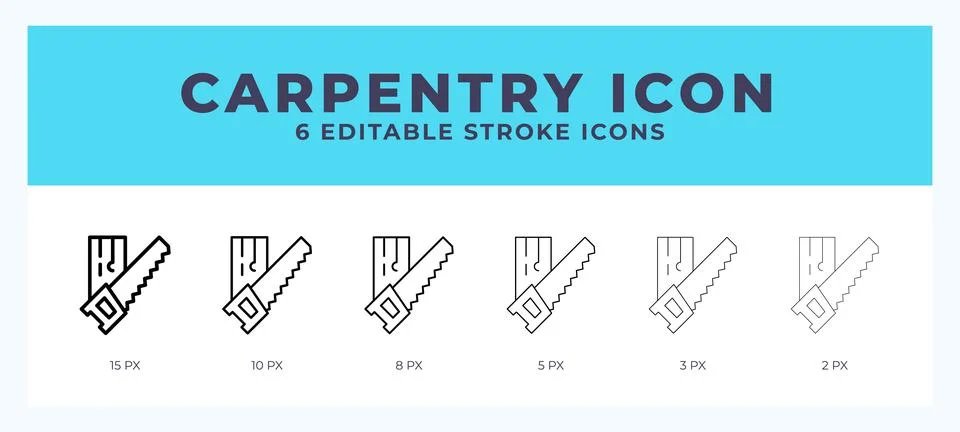Carpentry lineal icon symbol vector. Black outline for web. App. Presentati.. Stock Illustration