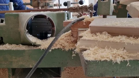 Carpentry machine in operation - carpenters work in carpentry Stock-Footage 171516220