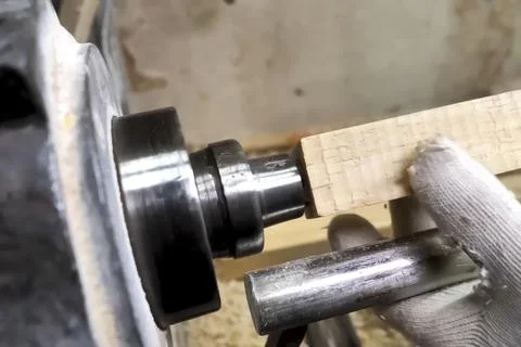 Carpentry machine for processing block of wood. Stock Photos