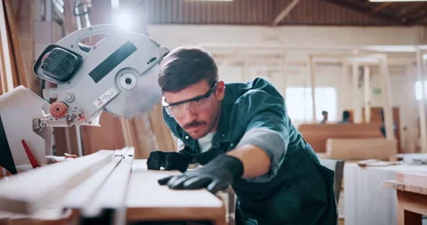 Carpentry, measure and man in workshop for project, planning or manufacturing Stock Footage 335740050