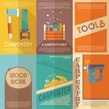 Carpentry Poster Set Stock Illustration