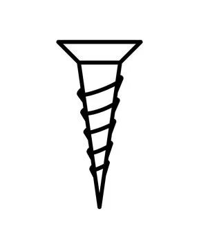 Carpentry Screw Outline Drawing Stock Illustration