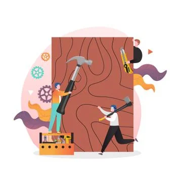 Carpentry services vector concept for web banner, website page Stock Illustration